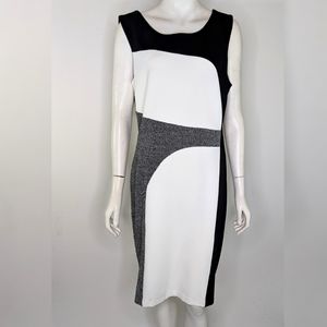 Womens 14 Dress Geometric Color Block Black White